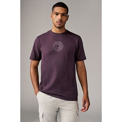 Men's NEXT Navy Blue/Burgundy Red/Grey Relaxed Fit Graphic Print Heavyweight 100% Cotton T-Shirt