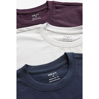 Men's NEXT Navy Blue/Burgundy Red/Grey Relaxed Fit Graphic Print Heavyweight 100% Cotton T-Shirt