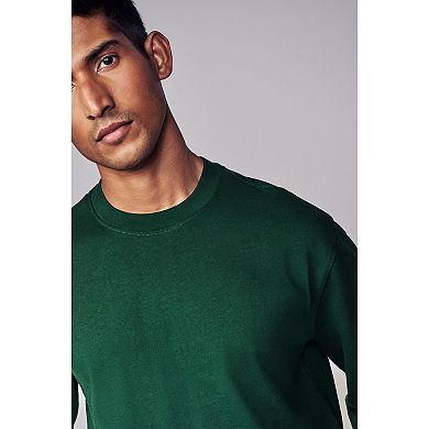 Men's NEXT Green Relaxed Fit Long Sleeve Heavyweight 100% Cotton T-Shirt