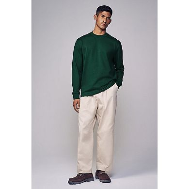 Men's NEXT Green Relaxed Fit Long Sleeve Heavyweight 100% Cotton T-Shirt