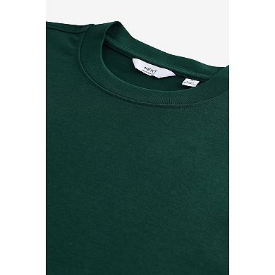 Men's NEXT Green Relaxed Fit Long Sleeve Heavyweight 100% Cotton T-Shirt