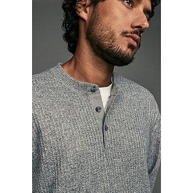 Men's NEXT Textured Long Sleeve Grandad 100% Cotton T-Shirt