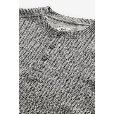 Men's NEXT Textured Long Sleeve Grandad 100% Cotton T-Shirt