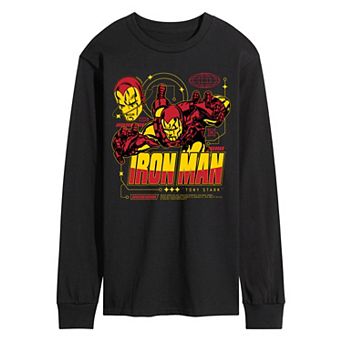 Men's Marvel Iron Man Armor Specs Long Sleeve Graphic Tee