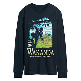 Men's Marvel Black Panther Wakanda Destination Long Sleeve Graphic Tee