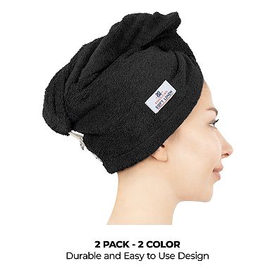 American Soft Linen 2-Piece Soft Cotton Hair Drying Towels Set