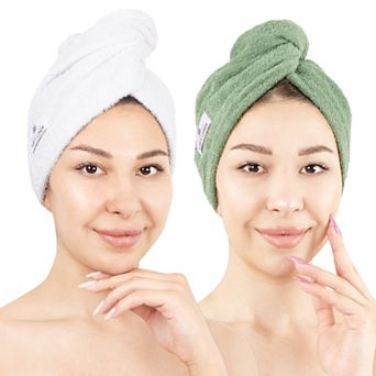 American Soft Linen 2 pc Soft Cotton Hair Drying Towels Set