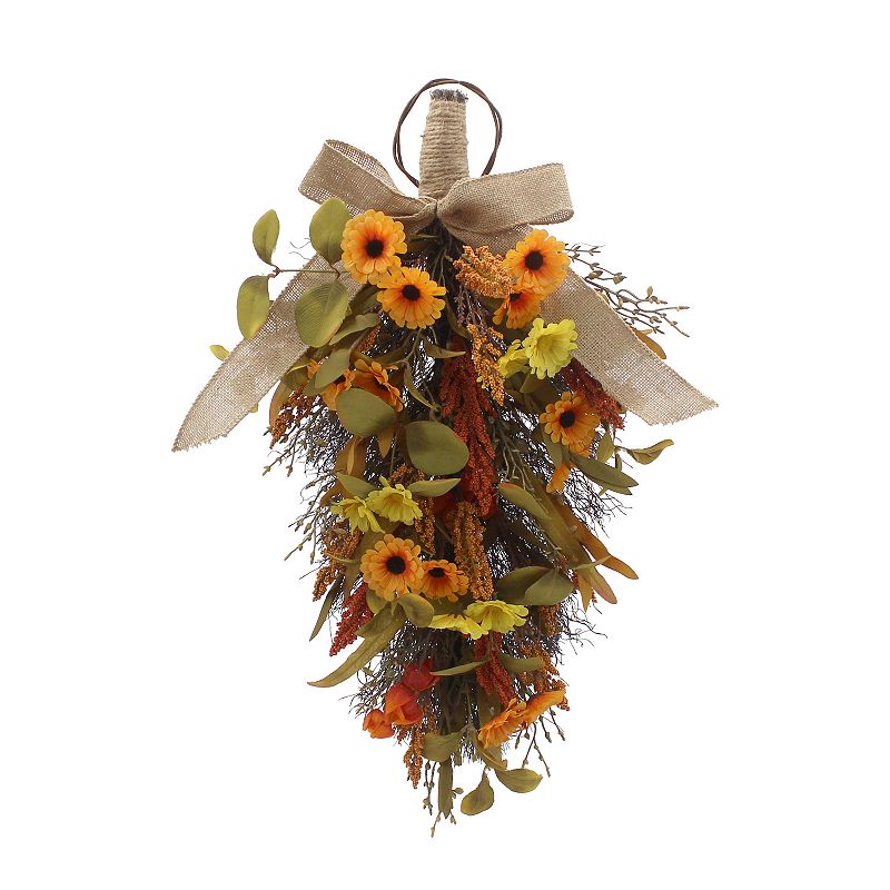 Everyday Decor Artificial Mixed Wild Daisy Teardrop Wall Decor