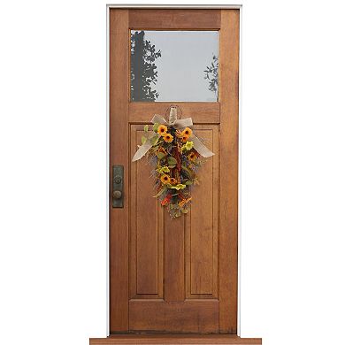 Everyday Decor Artificial Mixed Wild Daisy Teardrop Wall Hanging