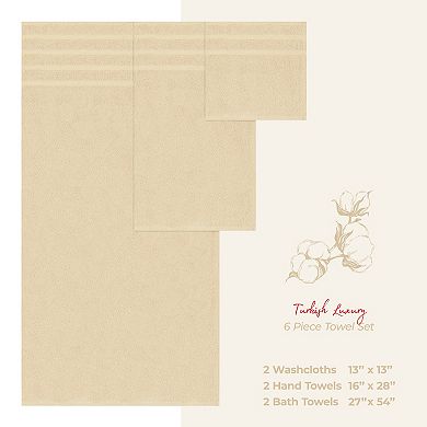 American Soft Linen Cotton Turkish 6 Piece Bath Towels