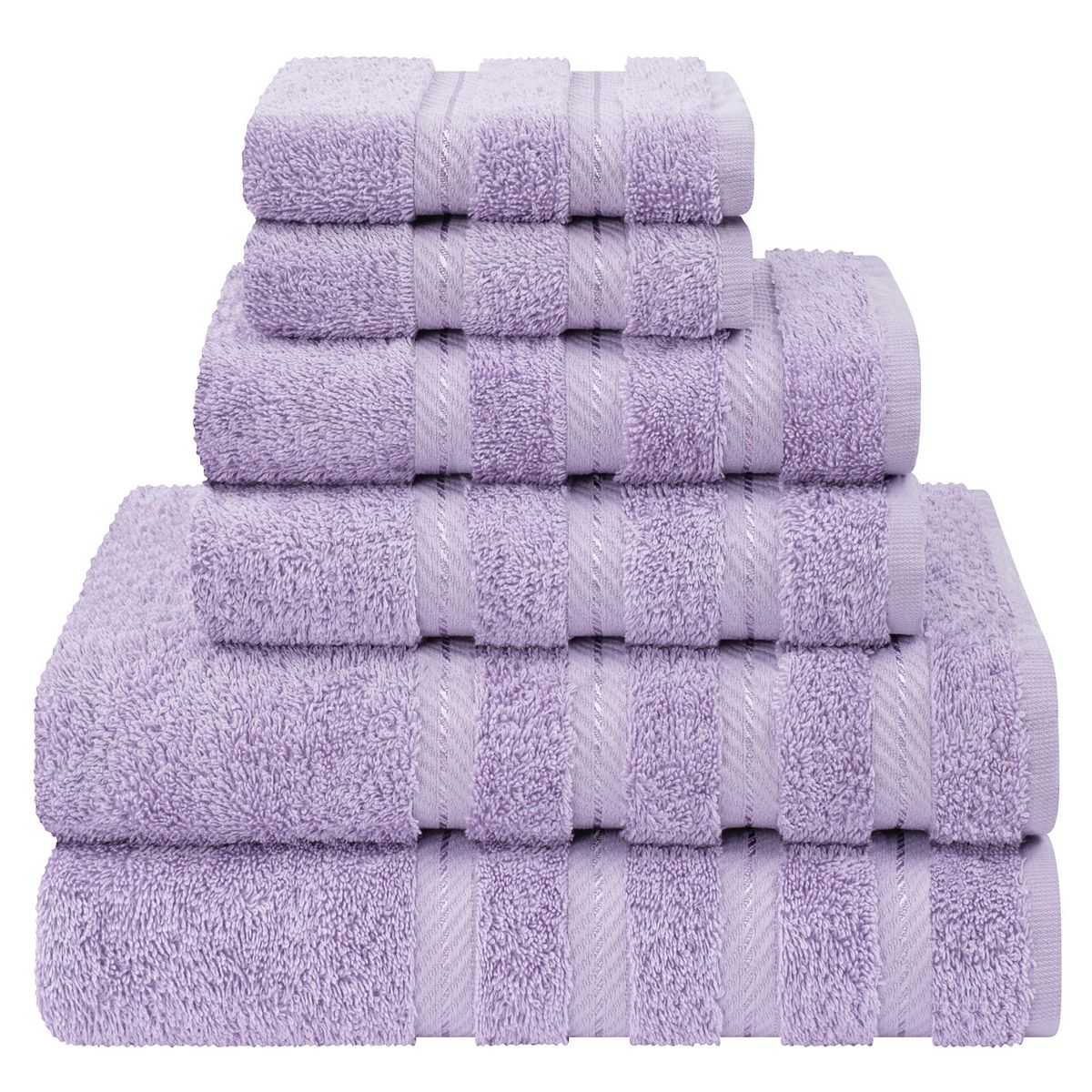American Soft Linen Cotton Turkish 6 Piece Bath Towels - Lilac