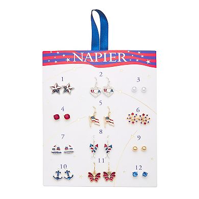 Napier Two Tone Americana 12-Pair Earring Set