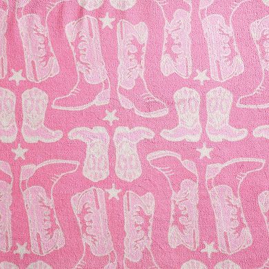 Wrangler Knockin Boots Pink Throw Blanket