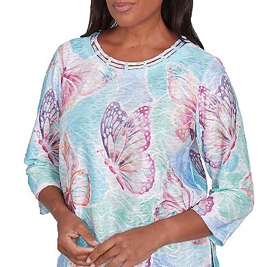 Women's Alfred Dunner Butterfly Three Quarter Sleeve Top