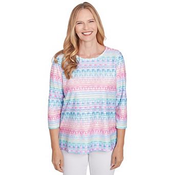 Women's Alfred Dunner Geometric Crewneck Biadere Top