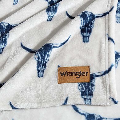 Wrangler Steer Head Blue Throw Blanket