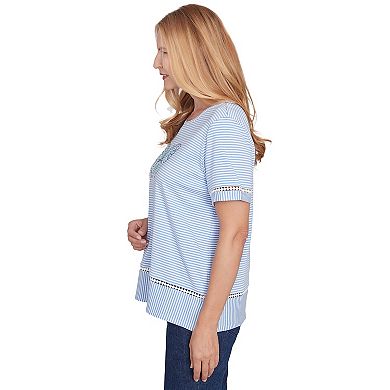Women's Alfred Dunner Striped Butterfly Short Sleeve Tee