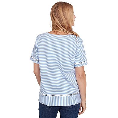 Women's Alfred Dunner Striped Butterfly Short Sleeve Tee