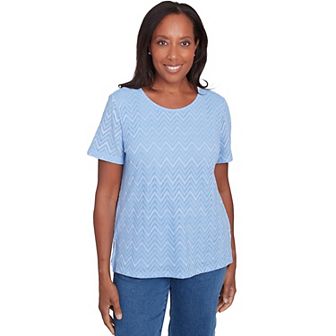 Women's Alfred Dunner Textured Chevron Lace Back Tee