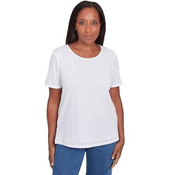 Women's Alfred Dunner Textured Chevron Lace Back Tee
