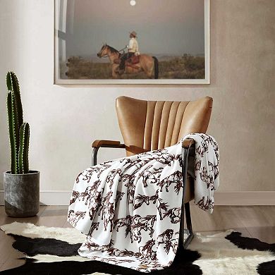 Wrangler Mustangs Brown Throw Blanket