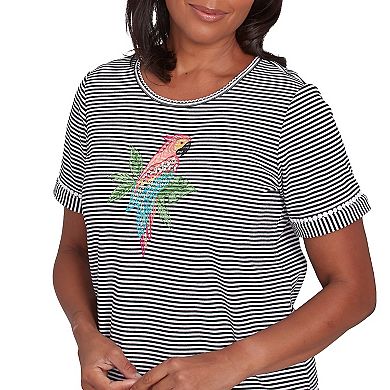 Women's Alfred Dunner Crewneck Parrot Striped Tee