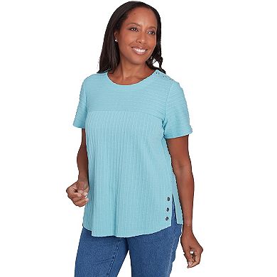 Women's Alfred Dunner Solid Textured Short Sleeve Tee