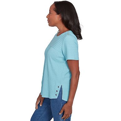 Women's Alfred Dunner Solid Textured Short Sleeve Tee