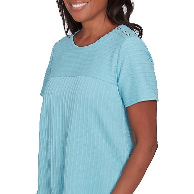 Women's Alfred Dunner Solid Textured Short Sleeve Tee