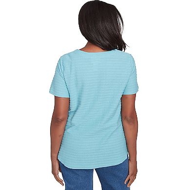 Women's Alfred Dunner Solid Textured Short Sleeve Tee