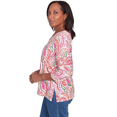 Women's Alfred Dunner Embellished Crewneck Paisley Top