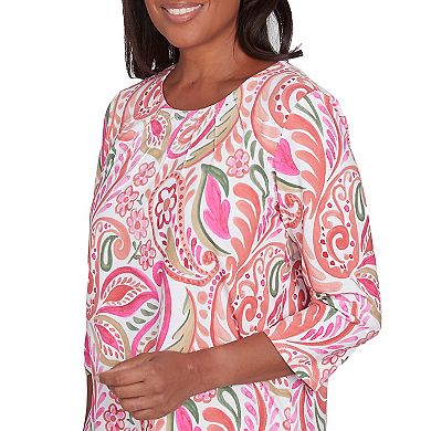 Women's Alfred Dunner Embellished Crewneck Paisley Top