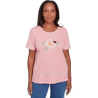 Women's Alfred Dunner Daisy Knit Striped Tee
