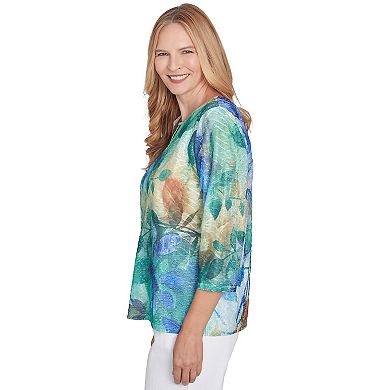 Women's Alfred Dunner Watercolor Leaves Knit Top