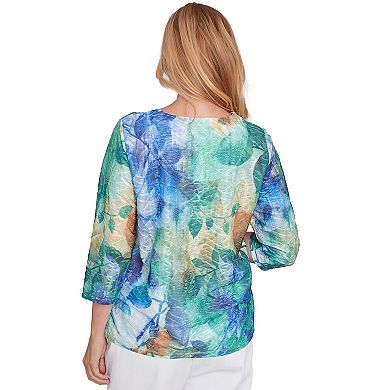 Women's Alfred Dunner Watercolor Leaves Knit Top