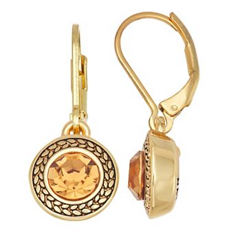 Napier Gold Tone Color Decor Pink Drop Earrings