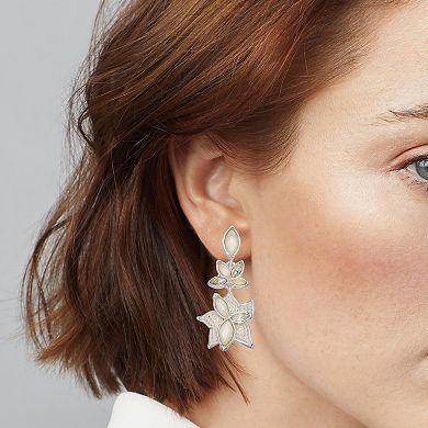 Napier Silver Tone Wild Orchid Linear Post Earrings
