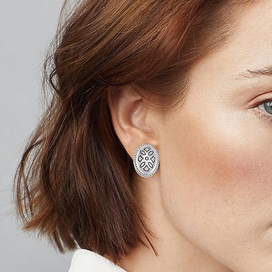 Napier Silver Tone Western Stud Earrings