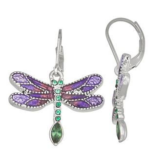 Napier Silver Tone Summers Dream Dragonfly Drop Earrings