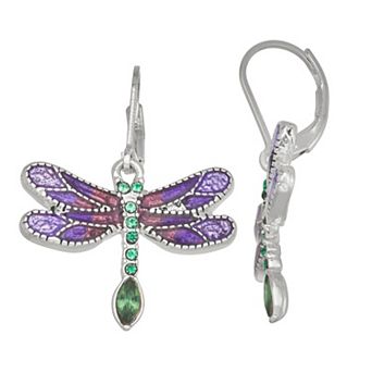 Napier Silver Tone Summers Dream Dragonfly Drop Earrings