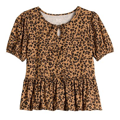 Girls 6-20 SO® Bow Ruffle Short Sleeve Top in Regular & Plus Size