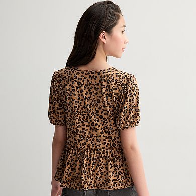 Girls 6-20 SO® Bow Ruffle Short Sleeve Top in Regular & Plus Size