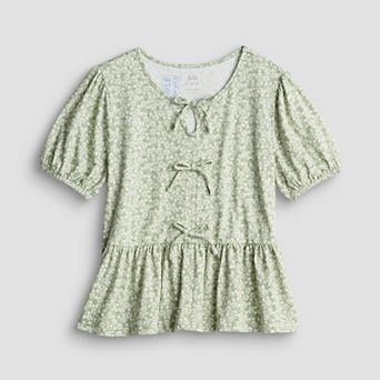 Girls 6-20 SO® Bow Ruffle Short Sleeve Top in Regular & Plus Size