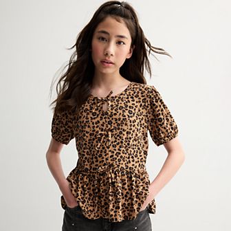 Girls 6-20 SO® Bow Ruffle Short Sleeve Top in Regular & Plus Size