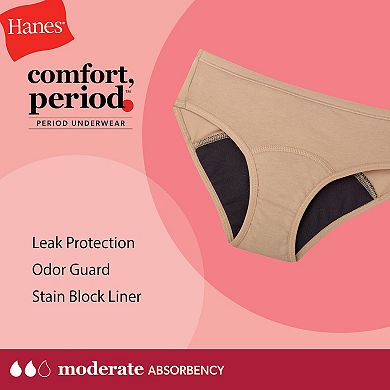 Hanes Ultimate Comfort 4-Pack Girls' Moderate Leak Period Hipster Underwear