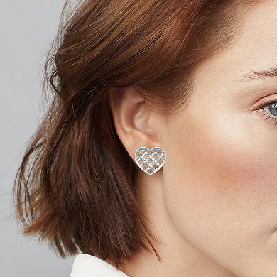 Napier Silver Tone Heart Weave Stud Earrings