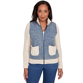 Petite Alfred Dunner Sweater Ribbed Quilted Jacket