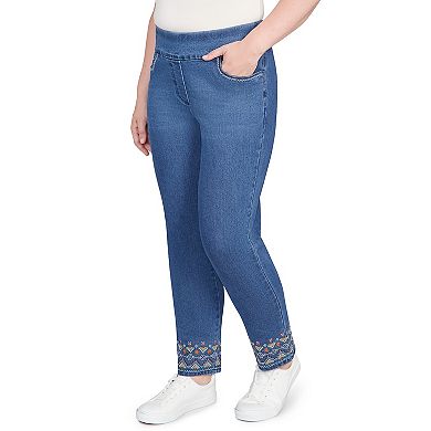 Petite Alfred Dunner Super Stretch Geometric Denim Ankle Pants