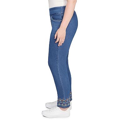 Petite Alfred Dunner Super Stretch Geometric Denim Ankle Pants