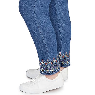 Petite Alfred Dunner Super Stretch Geometric Denim Ankle Pants
